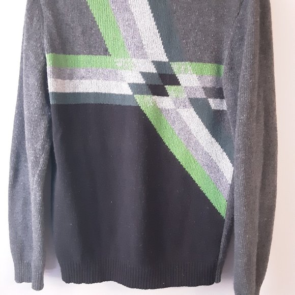 Joe Fresh Men's Grey Green Chunky Wool Sweater Size Medium - Picture 3 of 12